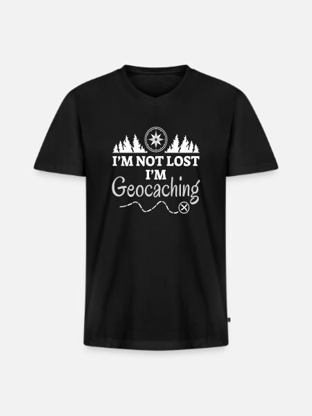 Geocaching Funny Geocache - Men's Premium Organic T-shirt with V-neck - black