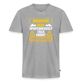 Funny Snowmobiling Snowmobile - Männer Premium Bio T-Shirt mit V-Ausschnitt - Grau meliert - Vorne