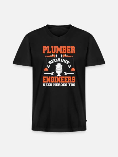 Plumber Funny Plumbing - Men's Premium Organic T-shirt with V-neck - black