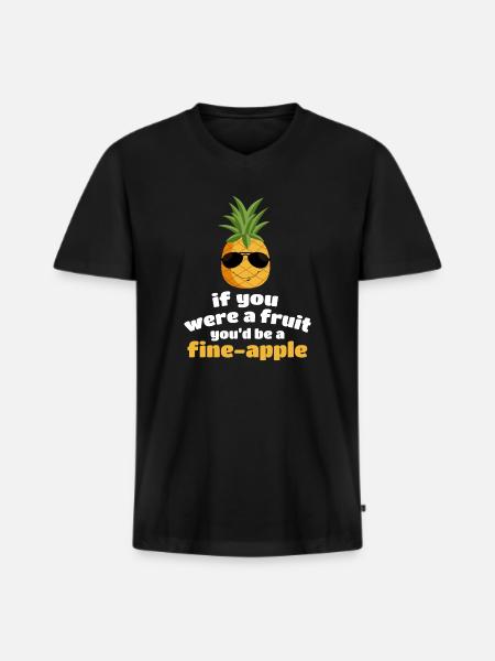 Drôle d’ananas Tropical Vacances - T-shirt encolure en V Premium bio Homme - noir