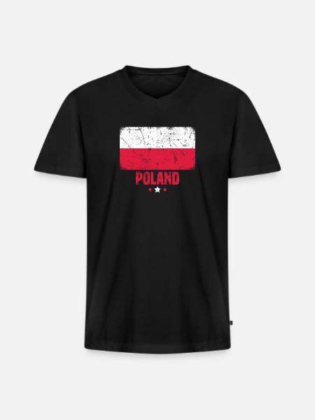 Poland Polish Flag - Men's Premium Organic T-shirt with V-neck - black