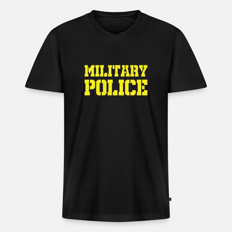 Militärpolizei - Männer Premium Bio T-Shirt mit V-Ausschnitt - Schwarz