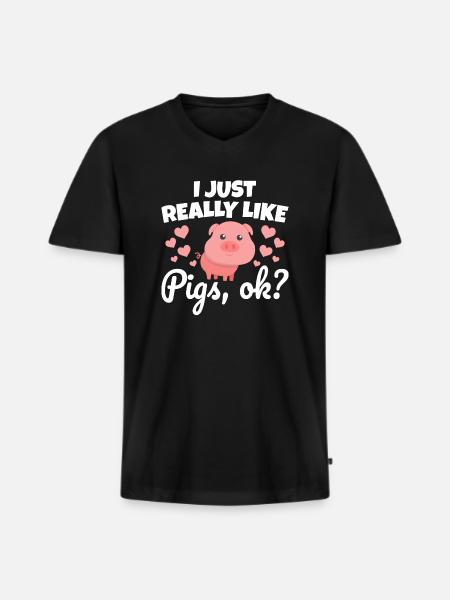 Cochons drôles mignons - T-shirt encolure en V Premium bio Homme - noir