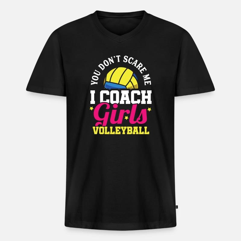 Mädchen Volleyball Trainer Lustig - Männer Premium Bio T-Shirt mit V-Ausschnitt - Schwarz