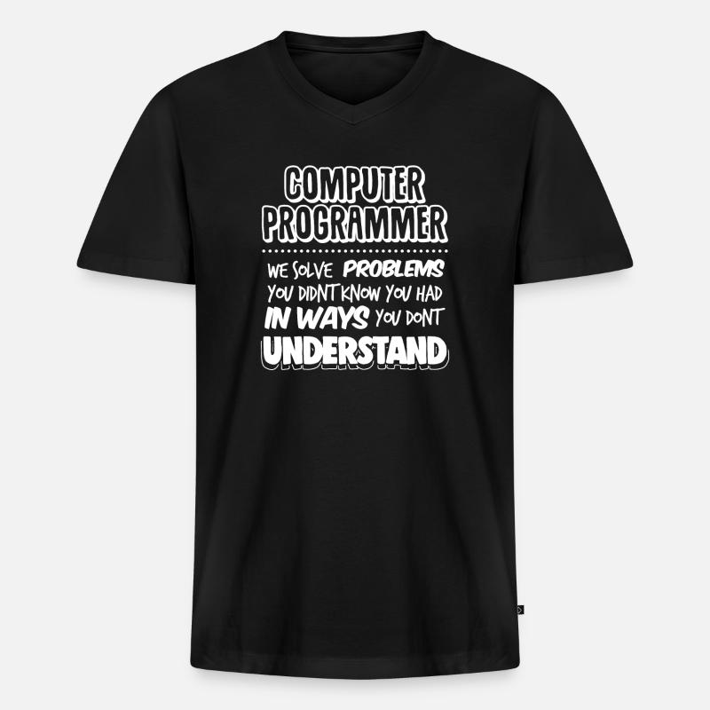 ComputerProgrammierer Geek Pun Bekleidung - Männer Premium Bio T-Shirt mit V-Ausschnitt - Schwarz