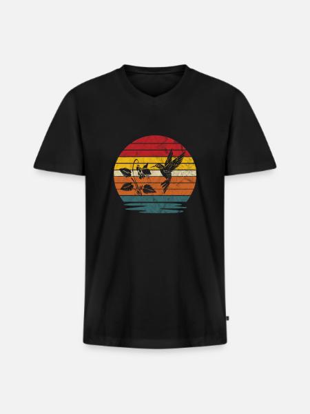 Colibri rétro - T-shirt encolure en V Premium bio Homme - noir