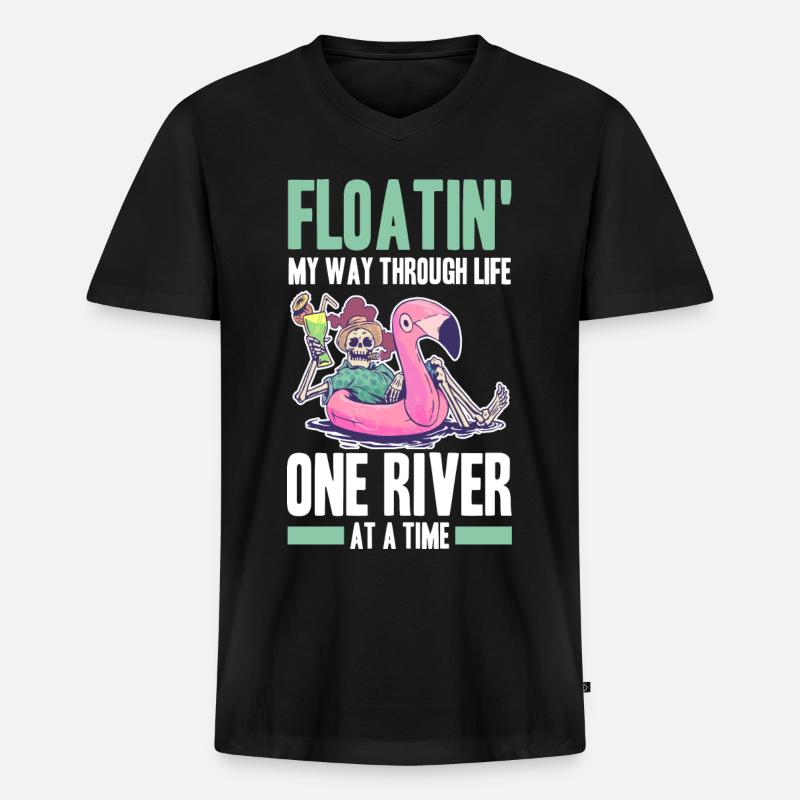 Rafting - Männer Premium Bio T-Shirt mit V-Ausschnitt - Schwarz
