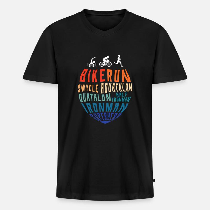 Triathlon - Männer Premium Bio T-Shirt mit V-Ausschnitt - Schwarz