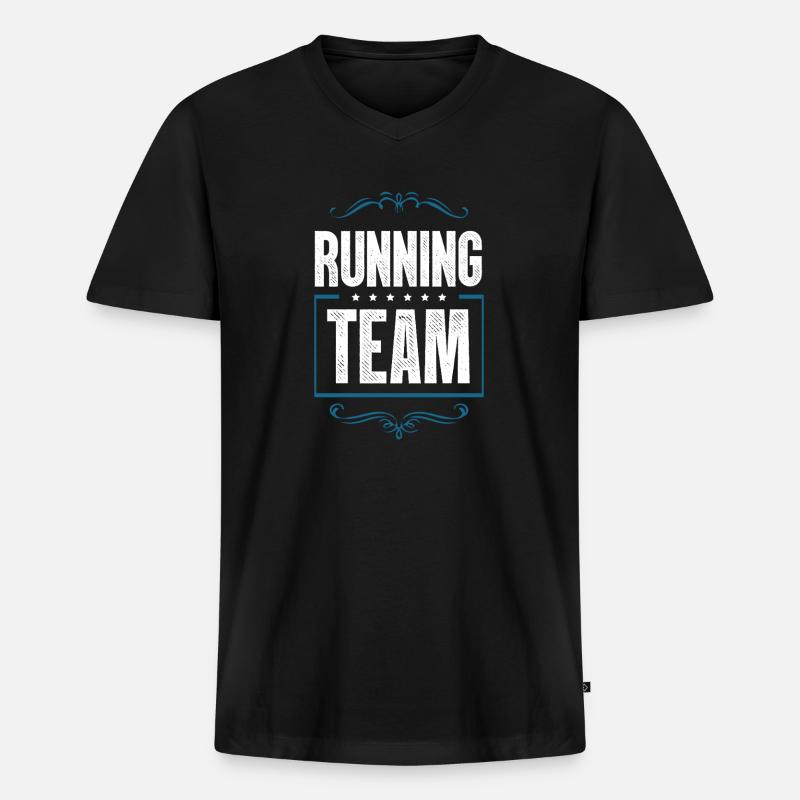 Running Team - Männer Premium Bio T-Shirt mit V-Ausschnitt - Schwarz