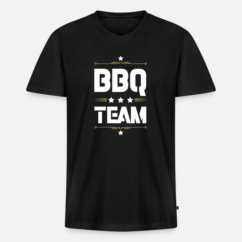 Bbq Team - Männer Premium Bio T-Shirt mit V-Ausschnitt - Schwarz