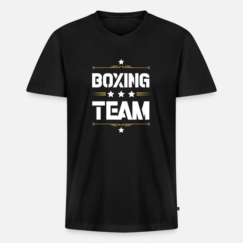 Boxing Team - Männer Premium Bio T-Shirt mit V-Ausschnitt - Schwarz