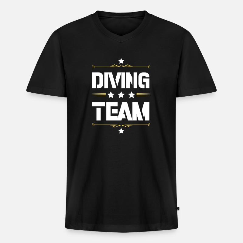 Diving Team - Männer Premium Bio T-Shirt mit V-Ausschnitt - Schwarz