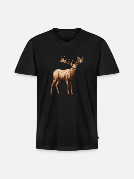 Moose Animal - Men's Premium Organic T-shirt with V-neck - black