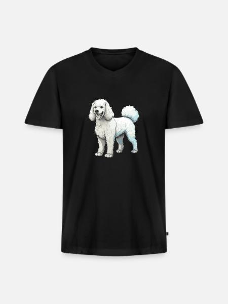 Pudel Hund - Männer Premium Bio T-Shirt mit V-Ausschnitt - Schwarz