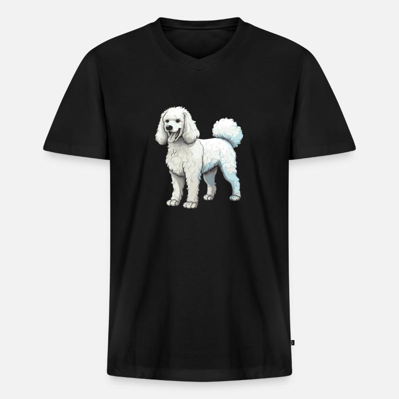 Pudel Hund - Männer Premium Bio T-Shirt mit V-Ausschnitt - Schwarz