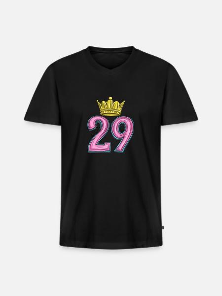 29 Number Krone - Men's Premium Organic T-shirt with V-neck - black