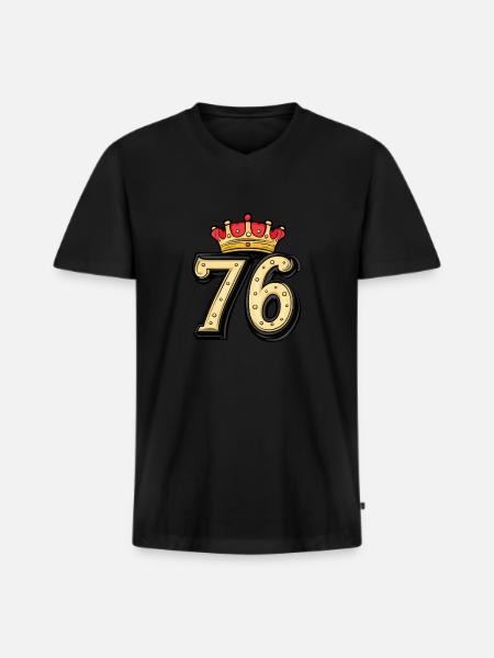 76 Number Krone - Men's Premium Organic T-shirt with V-neck - black