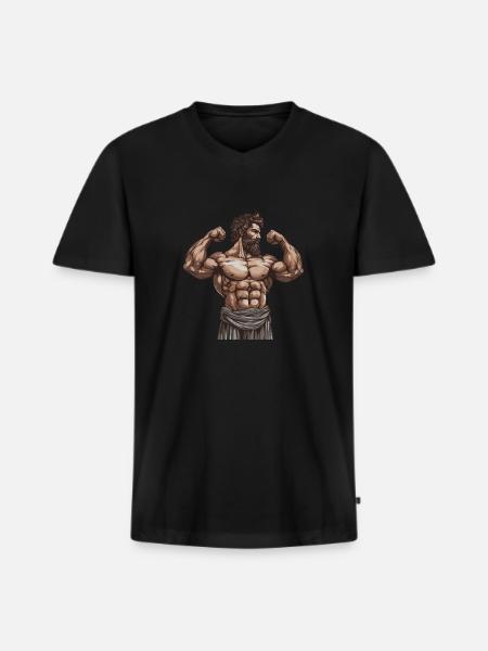 Muscle Bodybuilder - Men's Premium Organic T-shirt with V-neck - black