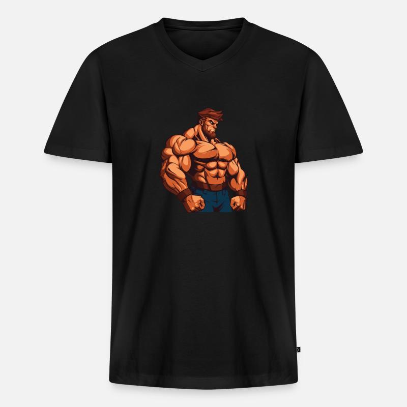 Bodybuilder Gym - Männer Premium Bio T-Shirt mit V-Ausschnitt - Schwarz