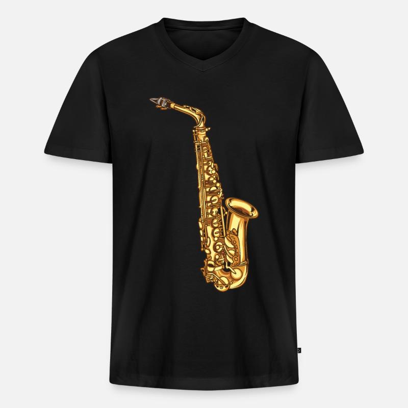 Saxophone Saxofon - Männer Premium Bio T-Shirt mit V-Ausschnitt - Schwarz