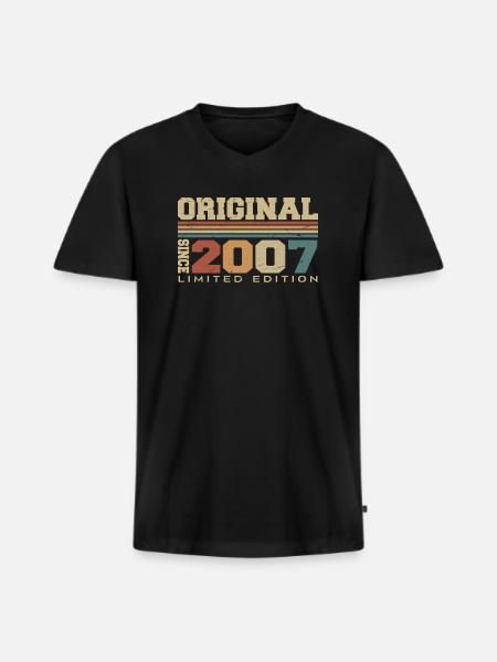 Originale 2007 Retro Regalo 17 ° Anniversario 2007 - Maglietta ecologica premium da uomo con scollo a V - nero