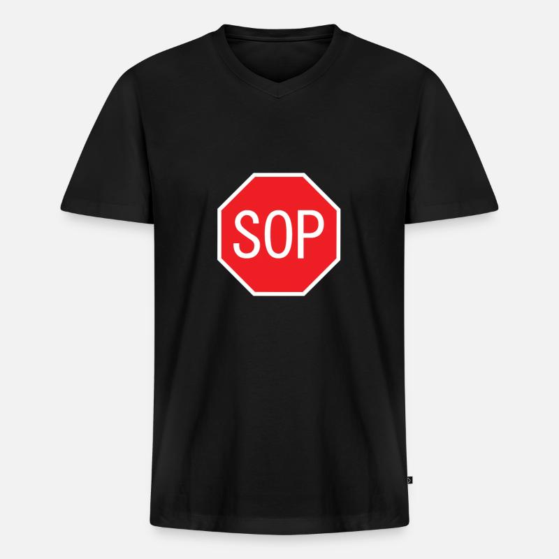 SOP shield - Men's Premium Organic T-shirt with V-neck - black