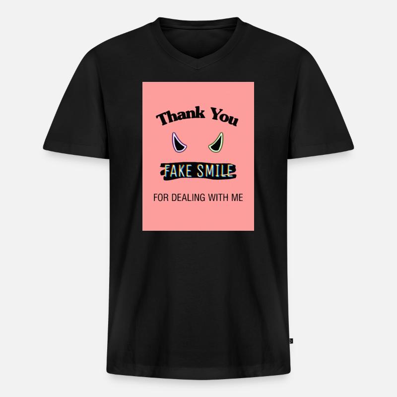 falsches Lächeln - Männer Premium Bio T-Shirt mit V-Ausschnitt - Schwarz