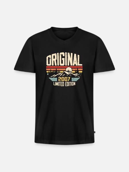 Nostalgisk 2007 fødselsdagsgave 2007 - Premium økologisk T-shirt med V-hals til mænd - sort