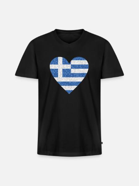 Grèce Drapeau Grec - T-shirt encolure en V Premium bio Homme - noir