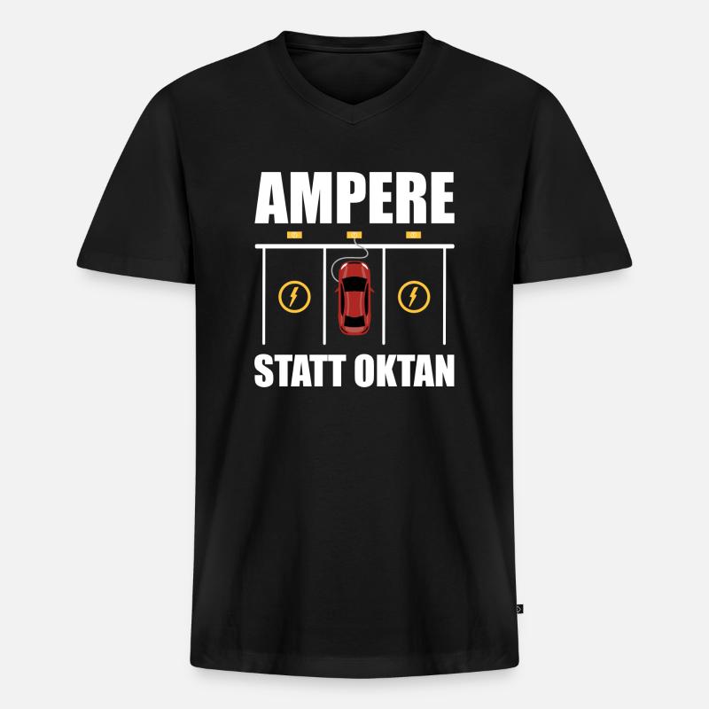 E-Auto Strom Energiewende Geschenk - Männer Premium Bio T-Shirt mit V-Ausschnitt - Schwarz