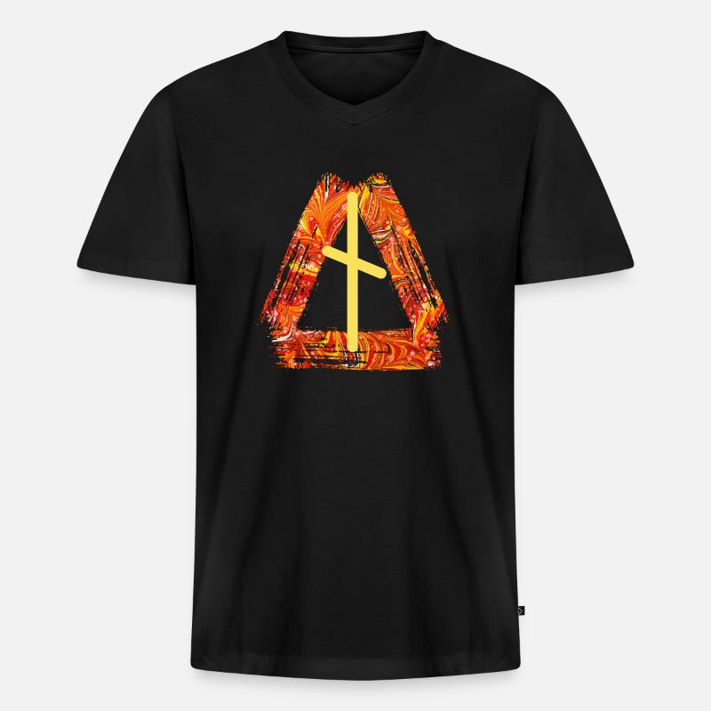rune nautiz e 98 - Männer Premium Bio T-Shirt mit V-Ausschnitt - Schwarz