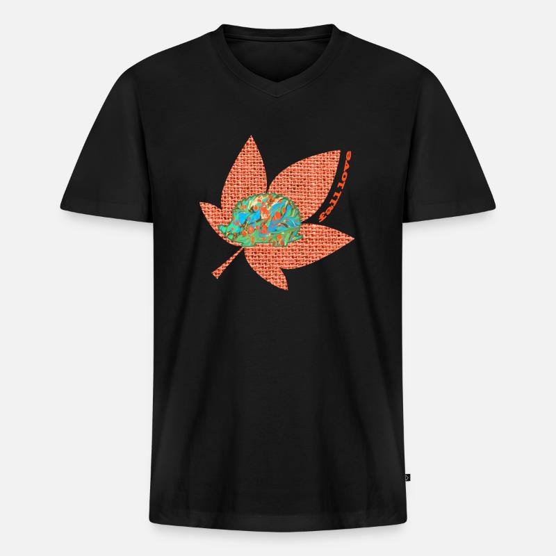 herbst 60 igel e 4 - Männer Premium Bio T-Shirt mit V-Ausschnitt - Schwarz