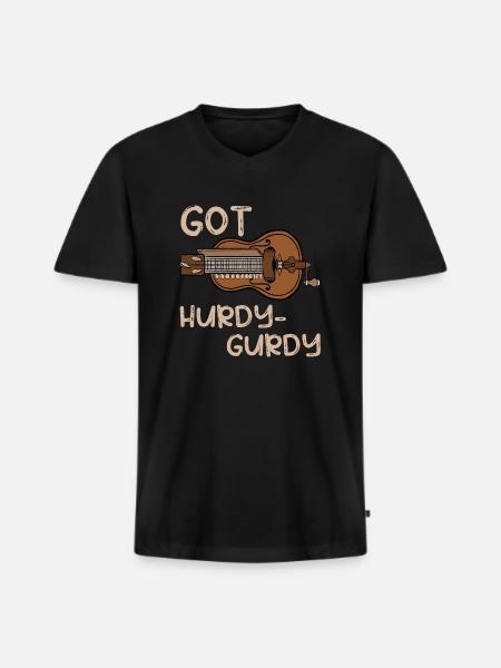 Hurdy Gurdy Funny Medieval Gift - Men's Premium Organic T-shirt with V-neck - black