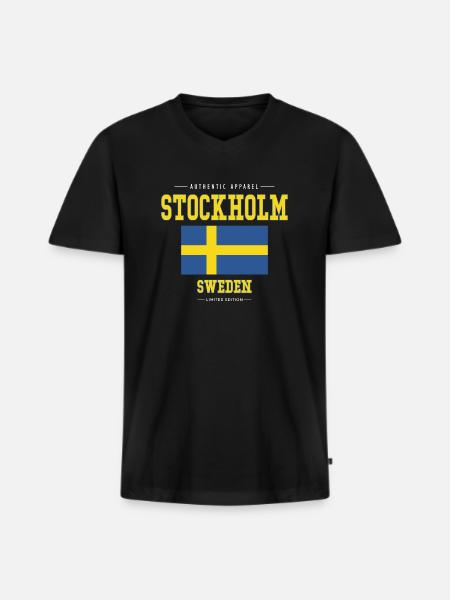 Stockholm - Men's Premium Organic T-shirt with V-neck - black