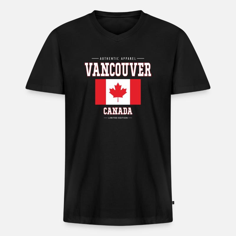 Vancouver - Männer Premium Bio T-Shirt mit V-Ausschnitt - Schwarz