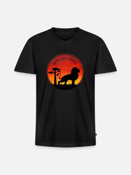 Leo 1 - Men's Premium Organic T-shirt with V-neck - black