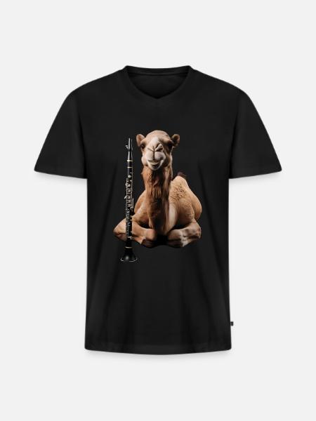 Kamel Klarinette - Männer Premium Bio T-Shirt mit V-Ausschnitt - Schwarz