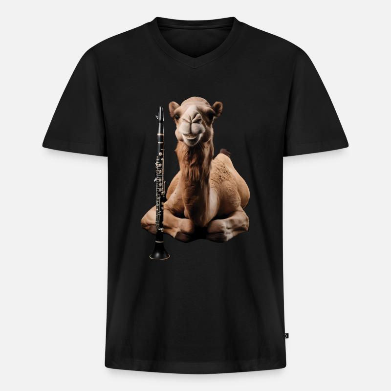 Kamel Klarinette - Männer Premium Bio T-Shirt mit V-Ausschnitt - Schwarz
