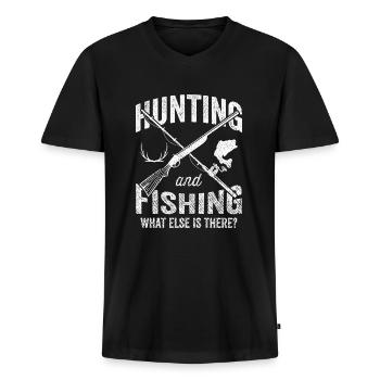 Jagd und Angeln Jäger Jagd Angeln Geschenk - Männer Premium Bio T-Shirt mit V-Ausschnitt - Schwarz - Vorne - Nico (187cm)