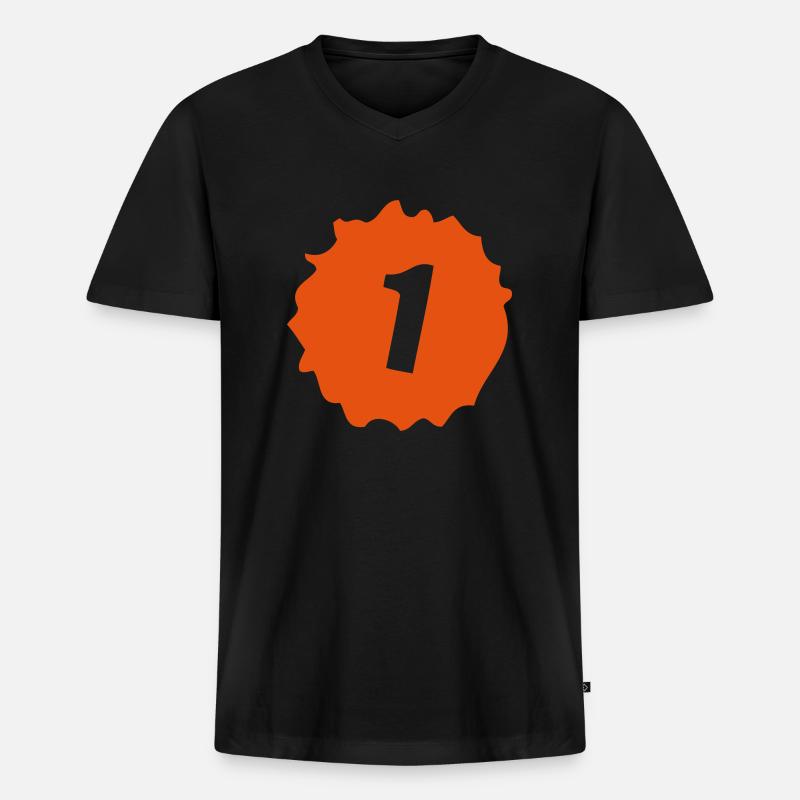 Nummer 1 ein - Männer Premium Bio T-Shirt mit V-Ausschnitt - Schwarz
