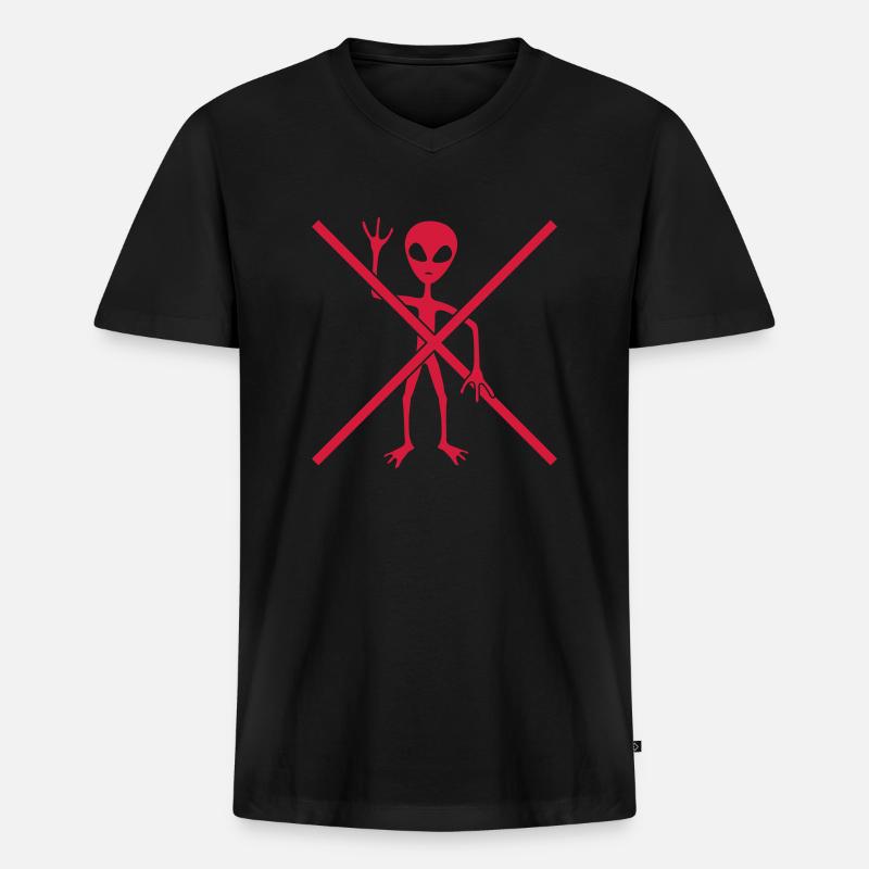Schild Verboten außerirdischer Besucher - Männer Premium Bio T-Shirt mit V-Ausschnitt - Schwarz