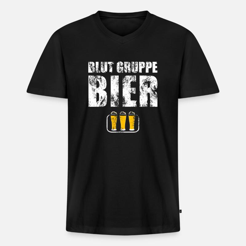 blutgruppe bier bierkrug - Männer Premium Bio T-Shirt mit V-Ausschnitt - Schwarz