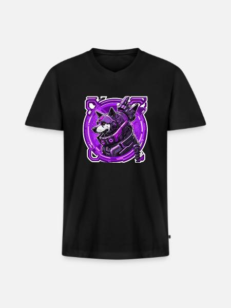 Robot dog is out to get you - Men's Premium Organic T-shirt with V-neck - black
