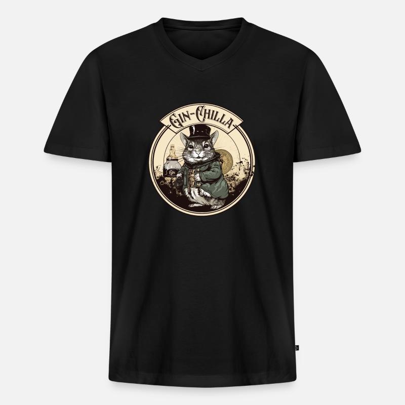 Ginchilla - GinChilla - Chinchilla - Männer Premium Bio T-Shirt mit V-Ausschnitt - Schwarz