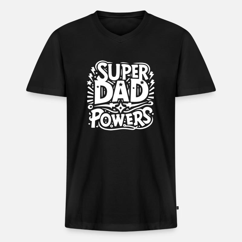 Super-Dad-Kräfte - Männer Premium Bio T-Shirt mit V-Ausschnitt - Schwarz