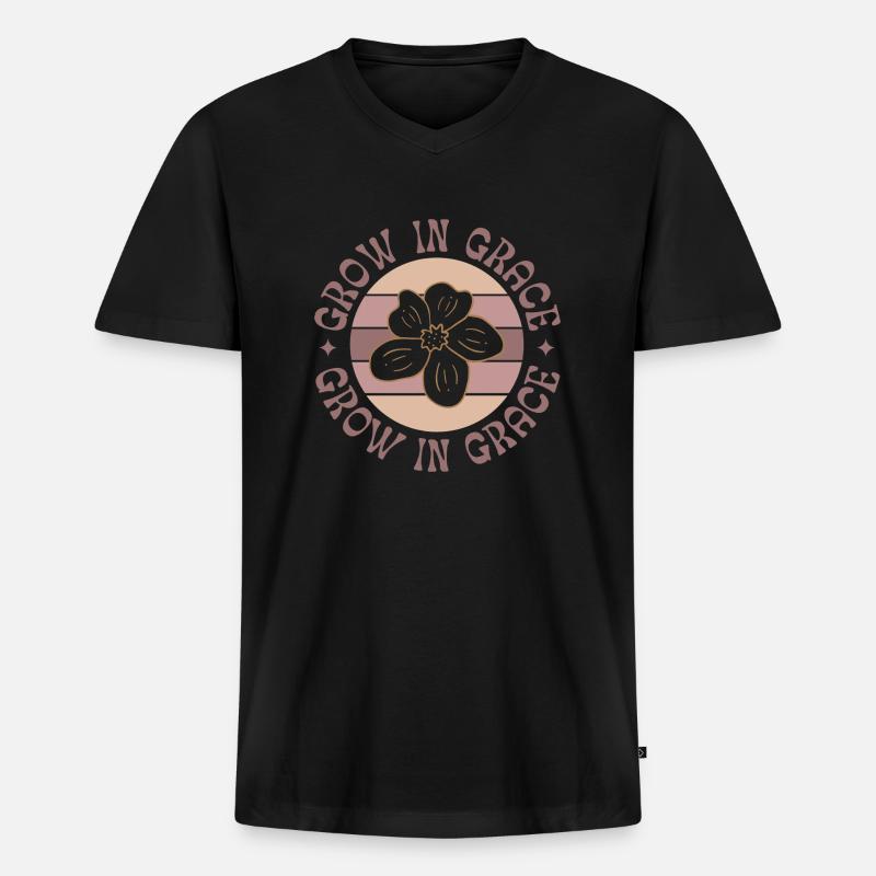 Wachse in Gnade - Männer Premium Bio T-Shirt mit V-Ausschnitt - Schwarz