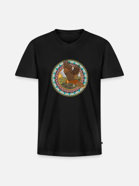 Indian Zodiac Hawk - Men's Premium Organic T-shirt with V-neck - black
