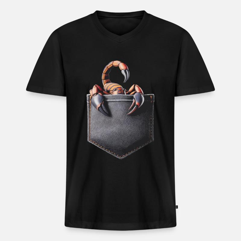 Skorpion - Männer Premium Bio T-Shirt mit V-Ausschnitt - Schwarz
