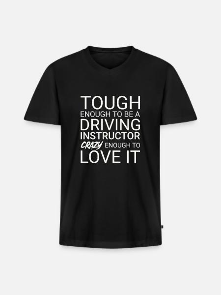Instruktor jazdy Crazy Drive Tutor - Ekologiczna męska koszulka z dekoltem w serek Premium - czarny