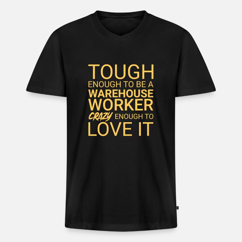 Warehouse Worker Crazy - Männer Premium Bio T-Shirt mit V-Ausschnitt - Schwarz